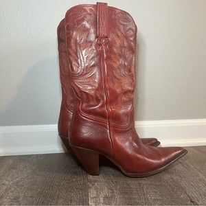 Heeled red western boots